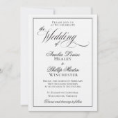 Elegant Black and White Wedding Invitation Kaart (Voorkant)