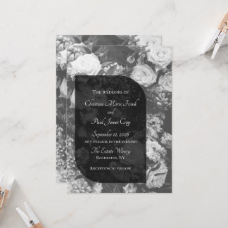 Elegant Black and White Wedding Invitation Kaart