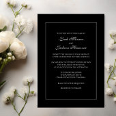 Elegant Black and White Wedding Invitation Kaart