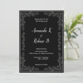 Elegant Black and White Wedding Invitation Kaart (Staand voorkant)