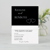 Elegant Black and white Wedding Invitation Silver (Debout devant)