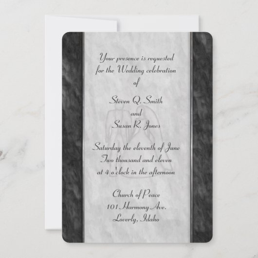 Elegant Black and White Wedding Invitations Kaart (Achterkant)
