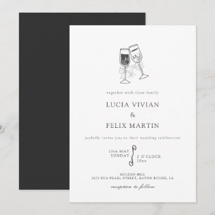 Elegant Black and White Wedding Kaart