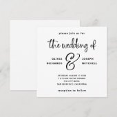 Elegant Black and White Wedding Kaart (Voorkant / Achterkant)