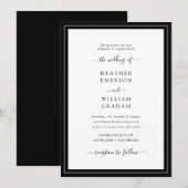 Elegant Black and White Wedding Kaart (Voorkant / Achterkant)