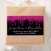 Elegant Black and White Wedding Pink Glitter Drive Etiket (Insitu)