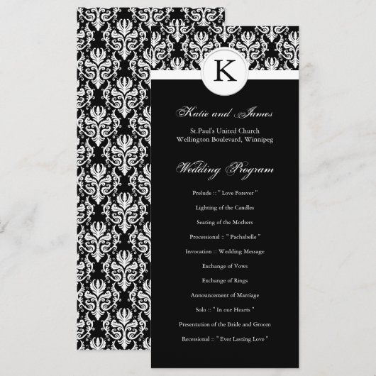 Elegant Black and White Wedding Program Programma (Voorkant / Achterkant)