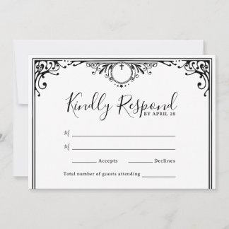 Elegant Black and White Wedding RSVP-Kaarten