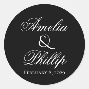 Elegant Black and White Wedding Stickers