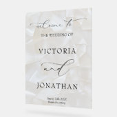 Elegant Black and White Wedding Welcome Sign (Angle)