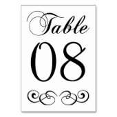 Elegant Black and White Wedtable Number Kaart (Achterkant)