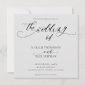 Elegant Black and White Whimsical Script Weddensch Kaart (Voorkant)
