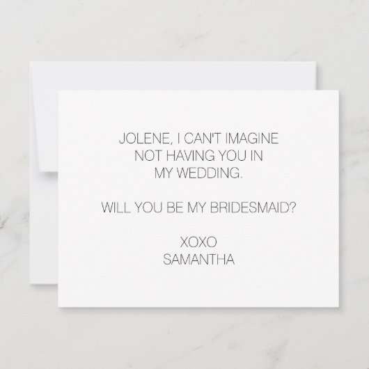 Elegant Black and White wil dat je mijn Bridesmaid Kaart (Achterkant)