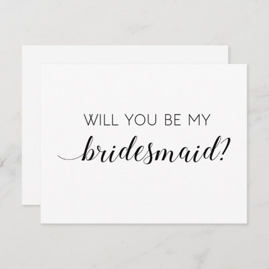 Elegant Black and White wil dat je mijn Bridesmaid Kaart (Voorkant / Achterkant)