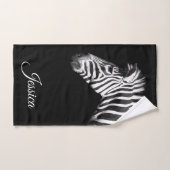 Elegant Black and White Zebra Persoonlijke naam Handdoek (Handdoek)