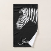 Elegant Black and White Zebra Persoonlijke naam Handdoek (Handdoek)