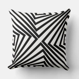 Elegant Black Angular Pattern White Kussen