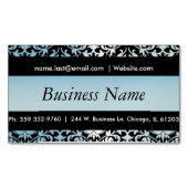 Elegant Black & Aqua Blue Damask-ontwerp Magnetisch Visitekaartje (Voorkant)