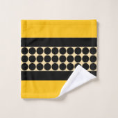 Elegant black beige & yellow dots monogram name (Gant de toilette)