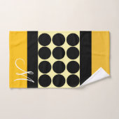 Elegant black beige & yellow dots monogram name (Serviette à main)