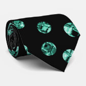 Elegant Black Blauwgroen Diamond Gem Pattern Stropdas (Opgerold)