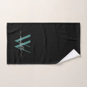 Elegant Black Blauwgroen Monogram Name Script Bath Bad Handdoek (Handdoek)