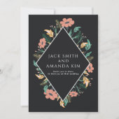 Elégant Black Blooming Flower Wedding Invitations (Devant)