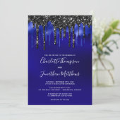 Elegant Black Blue Glitter bestuurt politie bruilo Kaart (Staand voorkant)