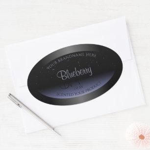 Elegant Black Blue Gradient Product Labels Glitter