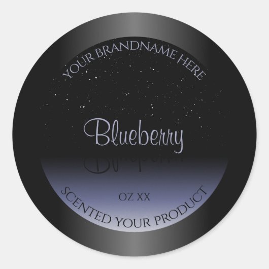 Elegant Black Blue Gradient Product Labels Glitter (Voorkant)