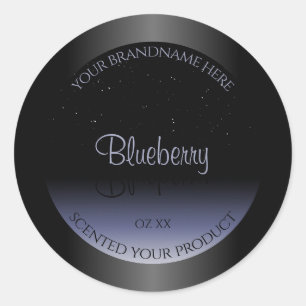 Elegant Black Blue Gradient Product Labels Glitter