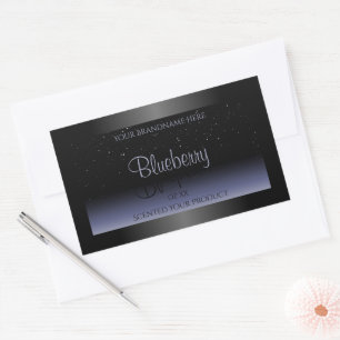 Elegant Black Blue Gradient Product Labels Glitter