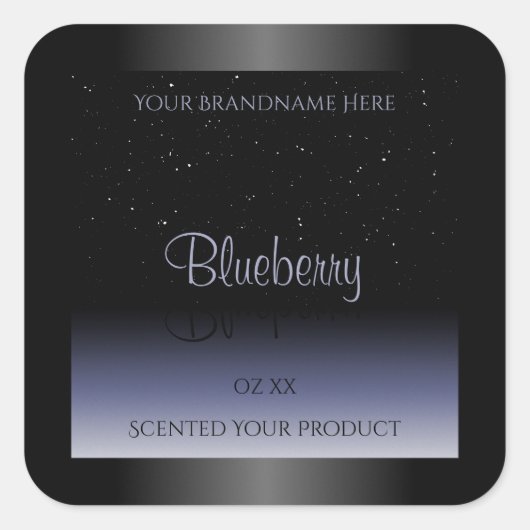 Elegant Black Blue Gradient Product Labels Glitter (Voorkant)