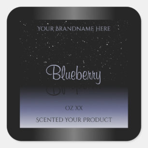 Elegant Black Blue Gradient Product Labels Glitter