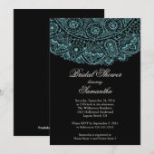 Elegant Black Blue Lace Bridal Shower Kaart (Voorkant / Achterkant)