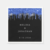 Elegant Black Blue Silver Glitter-drift Servet (Voorkant)