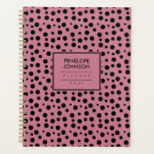 Elegant Black Blush Pink Polka Dot Pattern Planner (Voorkant)
