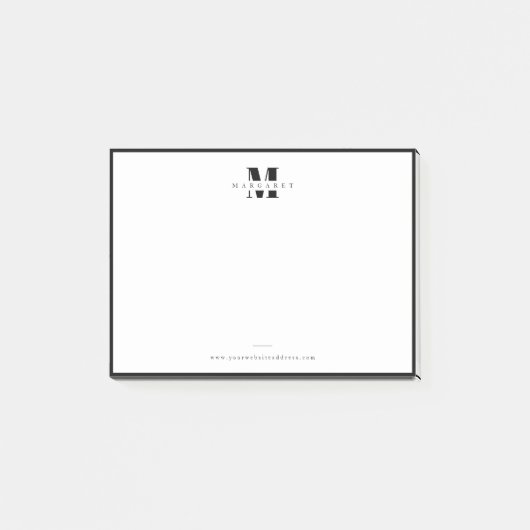 Elegant Black Border Bold Simple Monogram Name Post-it® Notes (Voorkant)