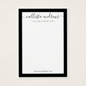 Elegant Black Border Cursive Earring Display Kaart (Voorkant)