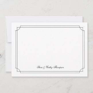 Elegant  Black Border on White Custom Notecard Kaart