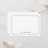 Elegant  Black Border on White Custom Notecard Kaart (Voorkant / Achterkant in situ)