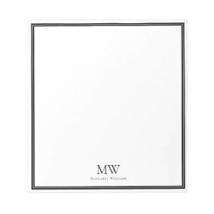 Elegant Black Border Two Initiaal Monogram Notitieblok