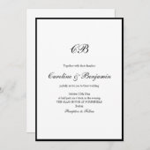 Elegant Black Border White Script Monogram Wedding Kaart (Voorkant / Achterkant)