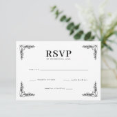Elegant Black Botanical RSVP (Debout devant)
