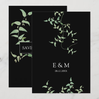 Elegant Black |  botanische bruiloft Griekenland Save The Date