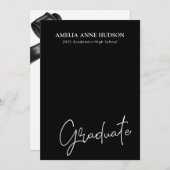 Elegant Black Bow 2025 Afstuderen Fotofeest Kaart (Voorkant / Achterkant)