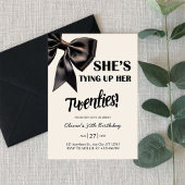 Elegant Black Bow 30th Birthday Invitation