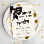 Elegant Black Bow 30th Birthday Invitation
