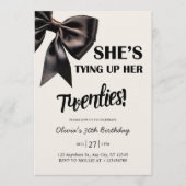 Elegant Black Bow 30th Birthday Invitation Kaart (Voorkant)