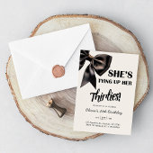 Elegant Black Bow 40th Birthday Invitation Kaart